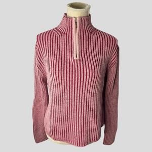 Cabela's Red white ribbed quarter zip high neck pullover sweater